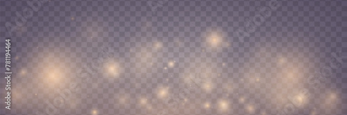 Bokeh and lights effect. Sparkling magical dust particles. On a transparent background.