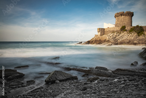 beautiful Fort de Socoa - fortress of Socoa on atlantic coast in long exposure, basque country, france
