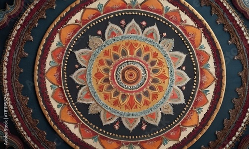 AI generated illustration of modern mandala circular pattern depicted in a colorful painting