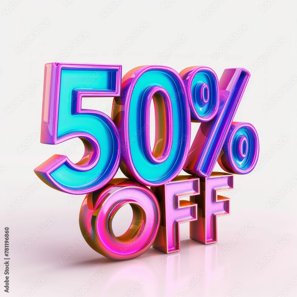 50 percent OFF Object on White Background. Generative AI 50 percent OFF Object on White Background. Generative AI