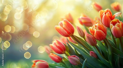 Nature background with tulip flowers #781198220