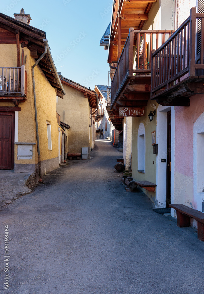 narrow street in the town with colorful houses
