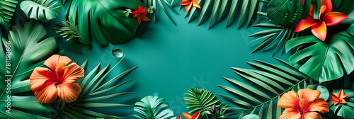 Green and Blue Tropical Design, Perfect for Health and Wellness Themes, Bringing a Sense of Freshness and Vitality