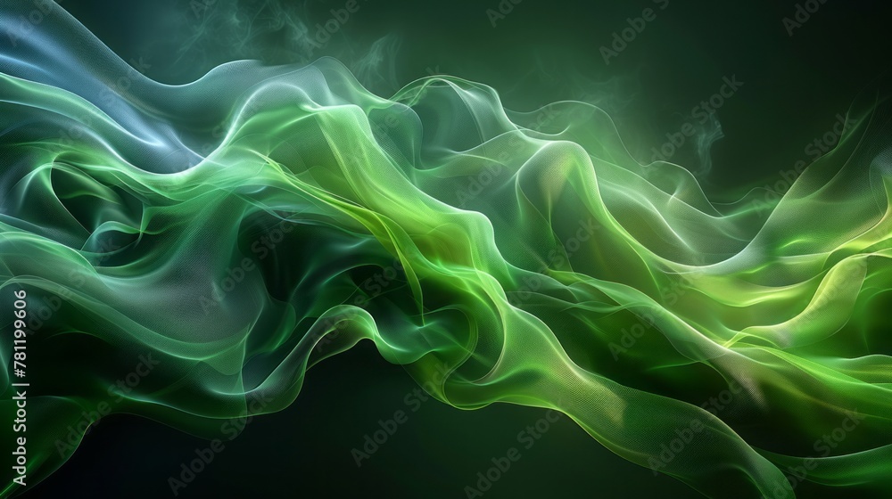 Green like smoke data waves representing the future of networking