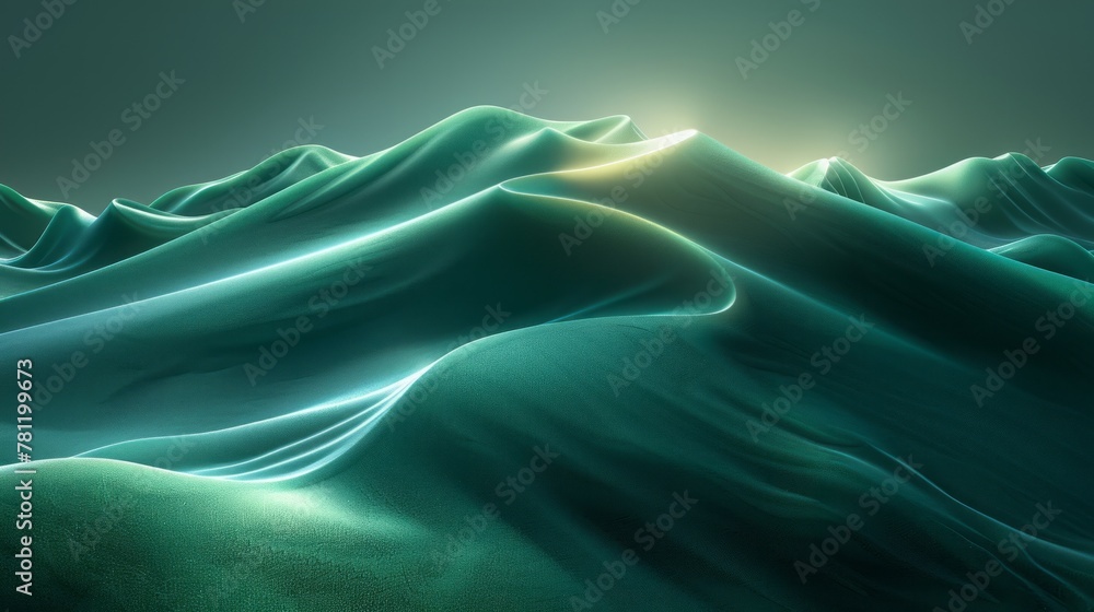 Obraz premium Green like desert data waves representing the future of networking