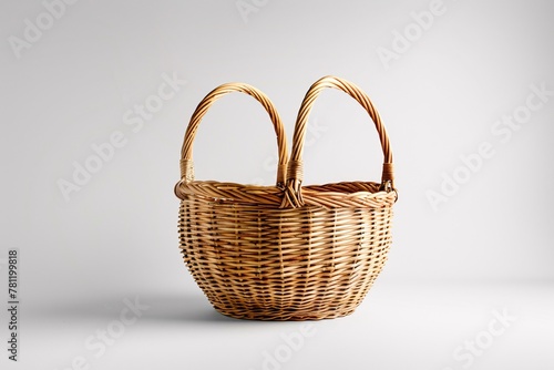 a wicker basket with two handles