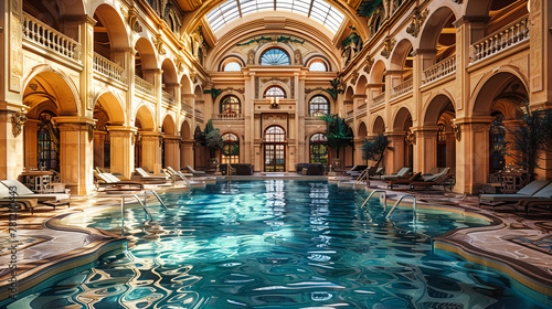 Historic Budapest Bath with Thermal Waters, Offering a Luxurious Escape into Health and Relaxation Amidst Stunning Architectural Surroundings photo