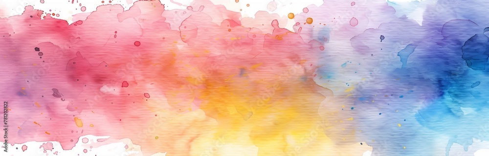rainbow watercolors spread on the paper for background
