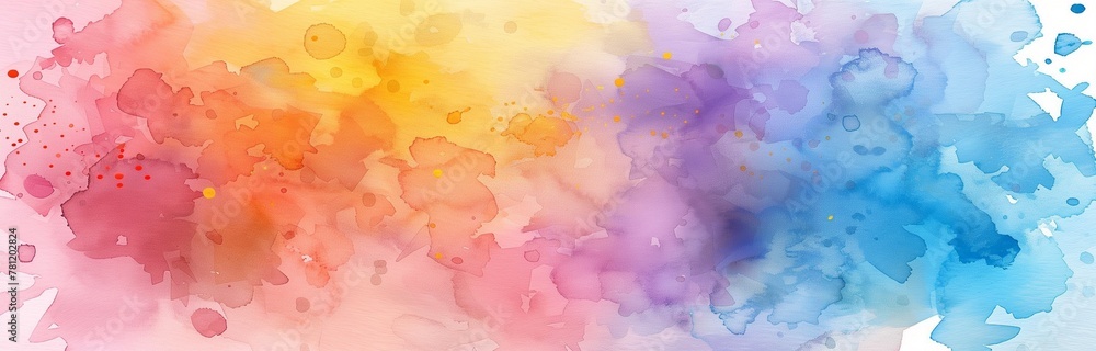 rainbow watercolors spread on the paper for background