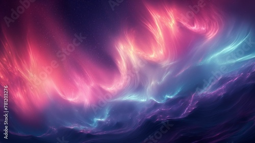 Vibrant Nebula Clouds in Space, Pink and Blue Cosmic Background