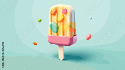 Ice cream popsicle 3d illustration 2d flat cartoon