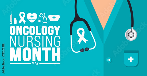 May is Oncology Nursing Month background template. Holiday concept. use to background, banner, placard, card, and poster design template with text inscription and standard color. vector illustration.