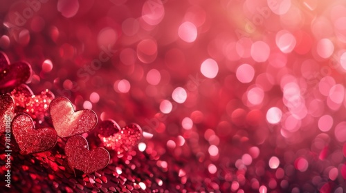Red hearts on vibrant background