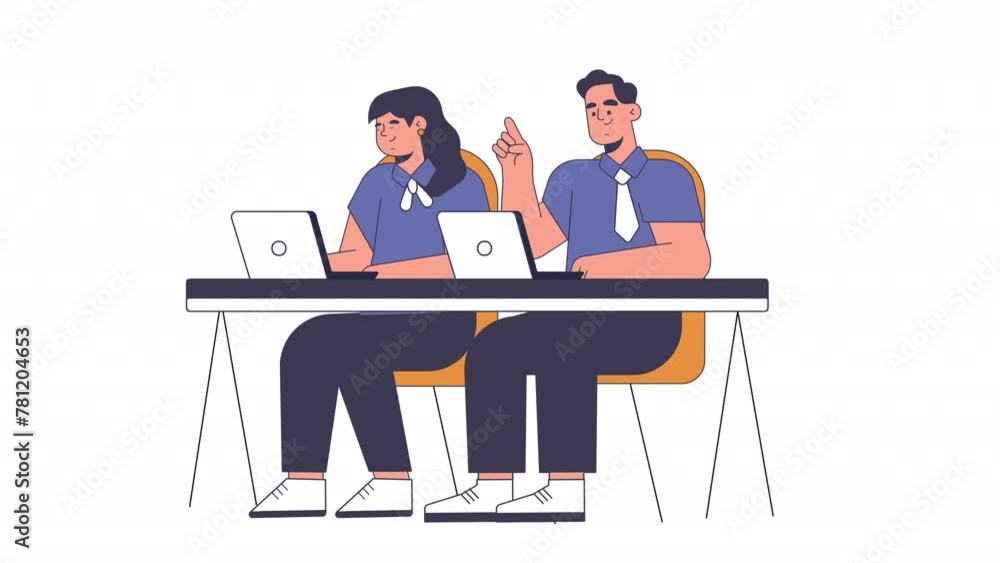 2D Character Working At Office Desk Animation 4K On Alpha 2D Character Working At Office Desk Animation 4K On Alpha