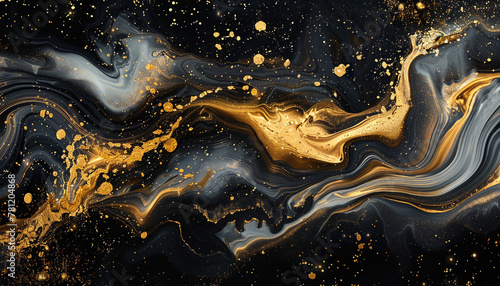 Gold abstract black marble background art pain
