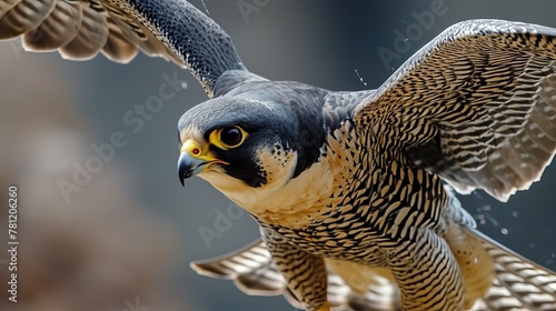 Detailed Wing Span of a Majestic Peregrine Falcon in Mid-Flight