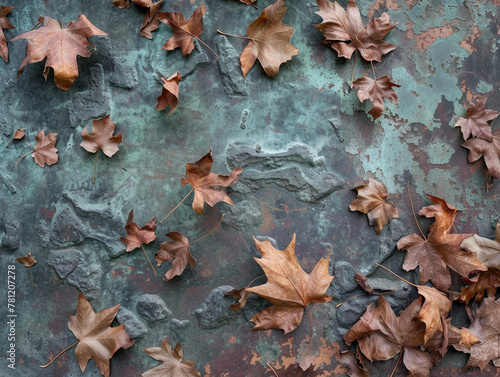 Autumn Leaves on Copper Patina