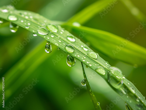 Raindrops on Vibrant Green