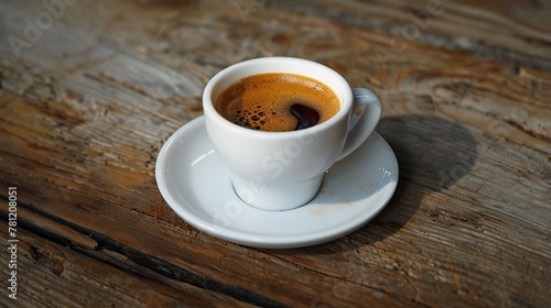 cups of aromatic cappuccino or latte coffee on wooden table in modern cafe