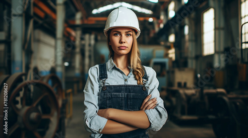 A female industrial engineer performs complex tasks every day. photo