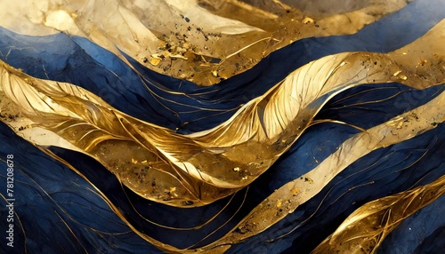 abstract premium vector gold wave pattern luxury background for websites black gold navy blue and white harmony elegant design element leaf wavy curve wallpaper minimal line illustration banner