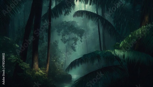 modern art tropical forest banner background wallpaper digital illustration concept art illustration