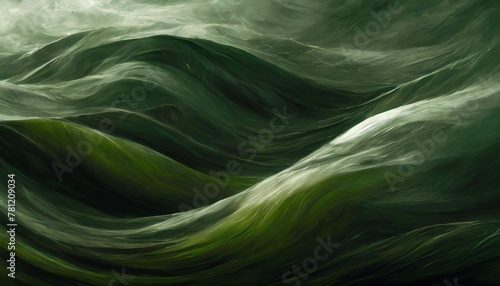 horizontal banner with waves modern waves background illustration with dark green olive drab and very dark green color photo