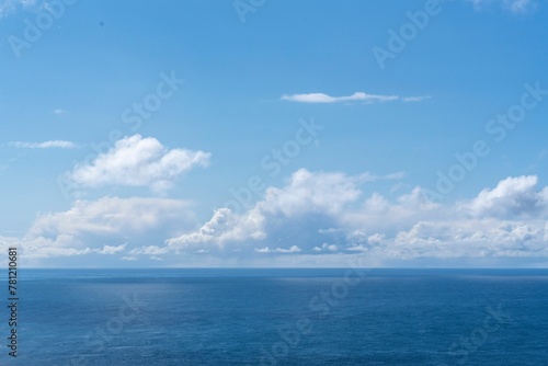 View of blue sea and clouds in a blue sky