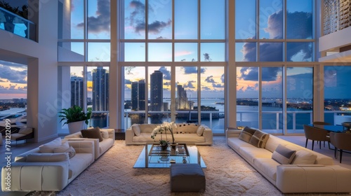 Discover the zenith of urban sophistication from the lofty heights of a double-height loft atop one of Brickell Key's most prestigious buildings in Miami. 