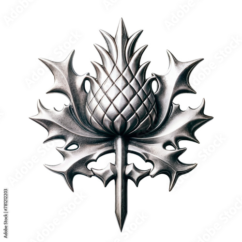 Scottish Thistle Metal Silver Isolated Cutout Symbol of Scotland