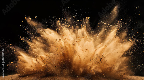 Sand explosion, on black background