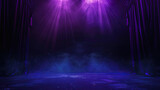 The dark stage shows empty dark blue purple pin background