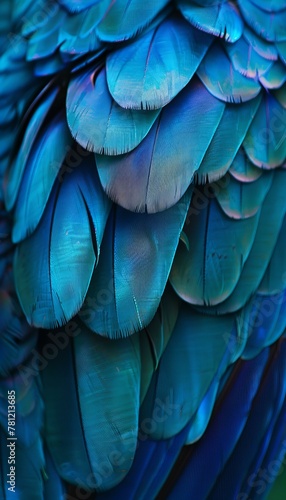 Close-up of vibrant blue and purple bird feathers. Natural beauty and wildlife concept.