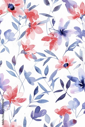 a delicate watercolour floral pattern. Summer colours. 