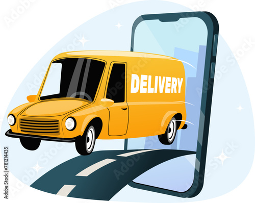 Online delivery concept, ordering a courier via mobile application