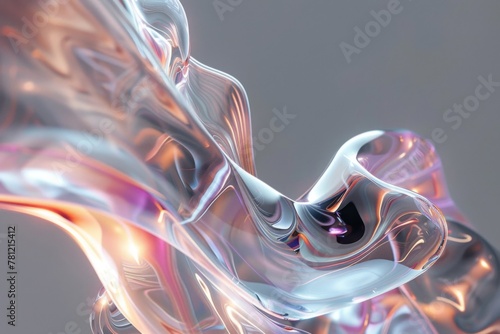 Abstract futuristic rigidity on isolated background. 3D rendering colorful gradient wave photo