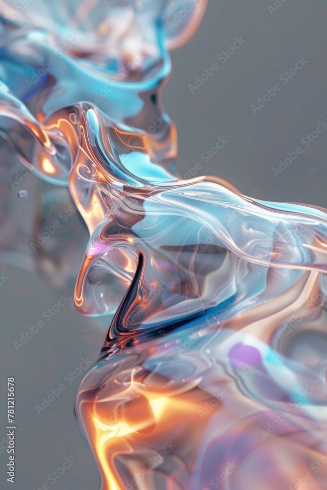 Obraz premium Abstract futuristic rigidity on isolated background. 3D rendering colorful gradient wave