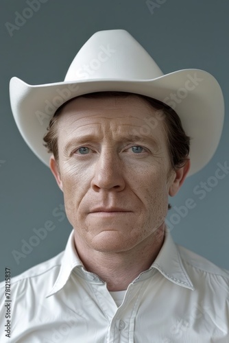 A man with a white hat and a white shirt