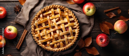 Apple pie lattice crust apples cinnamon