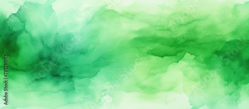 Green watercolor painting w...