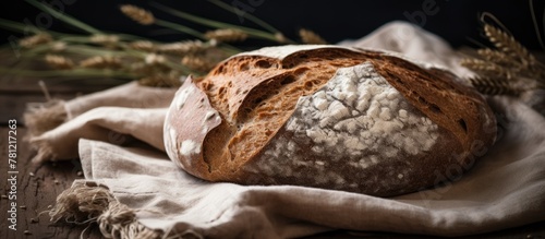 Homemade bread close-up on ...