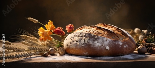 Loaf of bread with floral d...