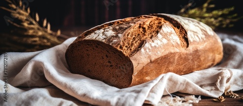 Homemade bread on fabric ba...
