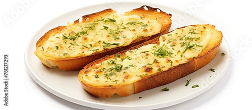 Bread slices with parsley on plate