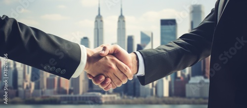 Two men business handshake ...