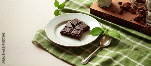 Chocolates on table with spoon