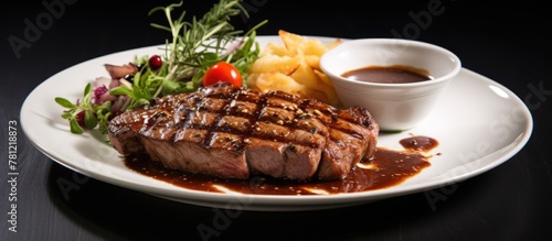Plate of food with fries cl...
