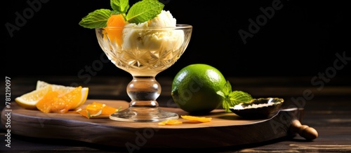 Glass of frozen dessert wit...