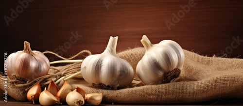Garlic bulbs and cloves on ...