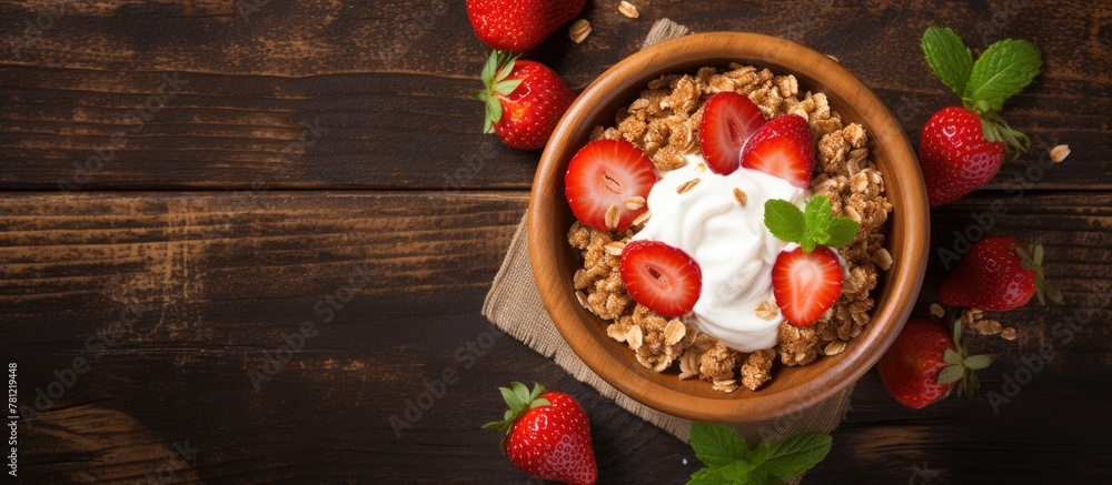 Granola bowl with fresh strawberries and yogurt Granola bowl with fresh strawberries and yogurt